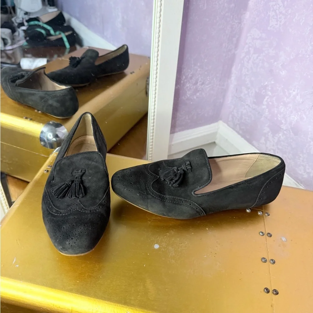 J. Crew Black Suede Tassel Loafers